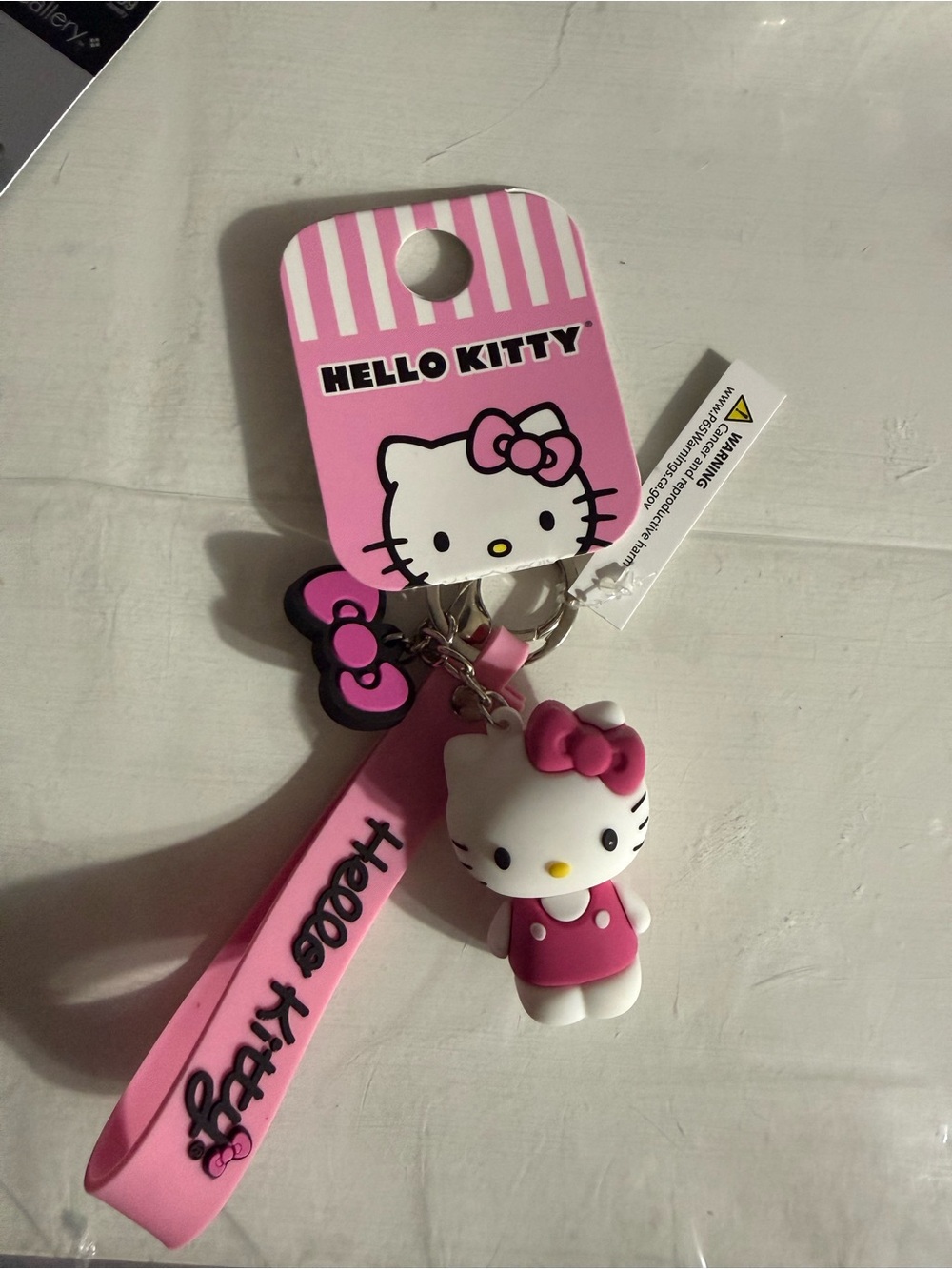 Hello Kitty Pink and White Silicone Keychain Wrist Strap